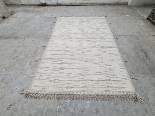 Grey and White Moroccan Hand Knotted Wool Rug - Image 2