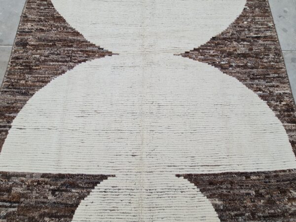 Handcrafted Brown and White Moroccan Hand Knotted Wool for Afghan Artisanal Kilim - Image 7