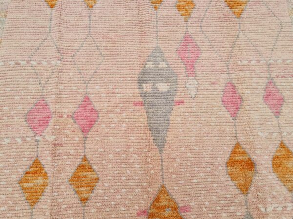 Pink and Multicolor Moroccan Hand Knotted Wool Rug - Image 6