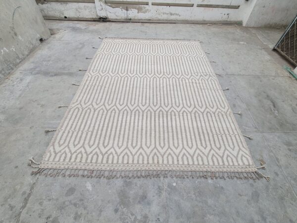 Grey and White Moroccan Hand Knotted Wool Rug - Image 2