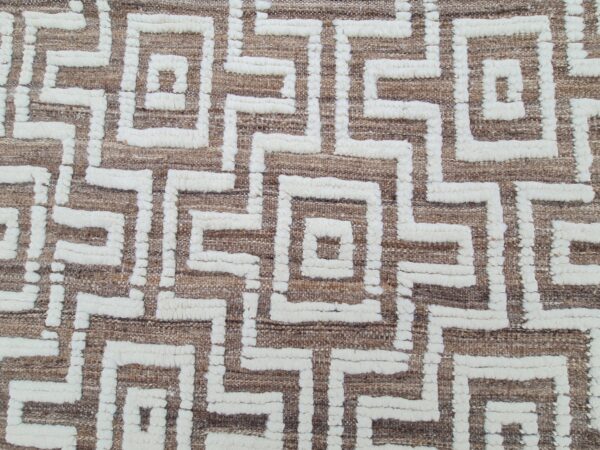 Afghan Brown and White Moroccan Hand Knotted Wool Rug for High-Traffic Areas - Image 8