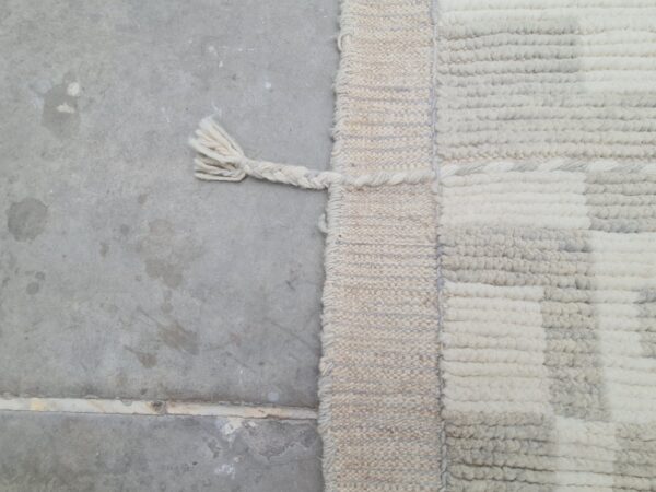 Grey and White Moroccan Hand Knotted Wool Rug - Image 9