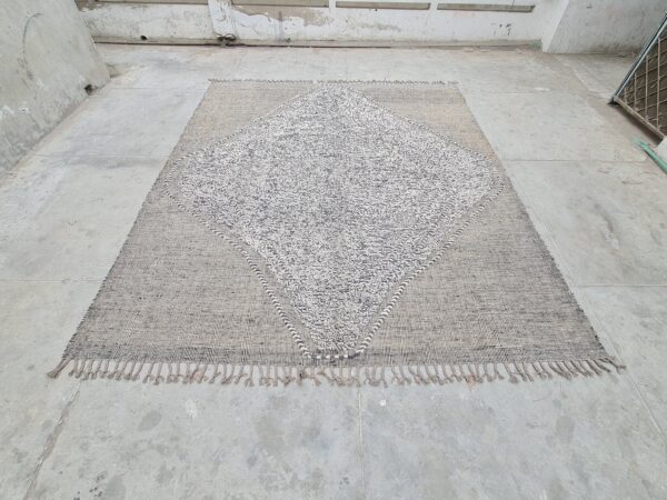 Grey and Black Moroccan Hand Knotted Wool Rug - Image 3