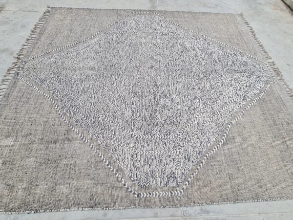 Grey and Black Moroccan Hand Knotted Wool Rug - Image 6