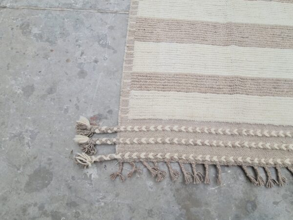 Authentic Brown and White Moroccan Hand Knotted Wool Rug for a Afghan Look - Image 5