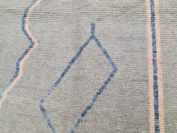 Brown, Blue, and Multicolor Moroccan Hand Knotted Wool Rug - Image 4