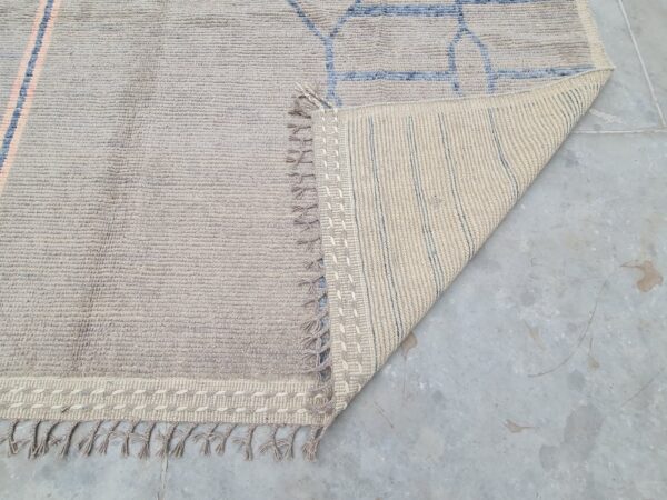 Brown, Blue, and Multicolor Moroccan Hand Knotted Wool Rug - Image 9