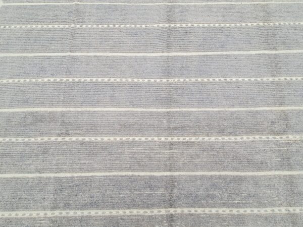 Grey and White Moroccan Hand Knotted Wool Rug - Image 6