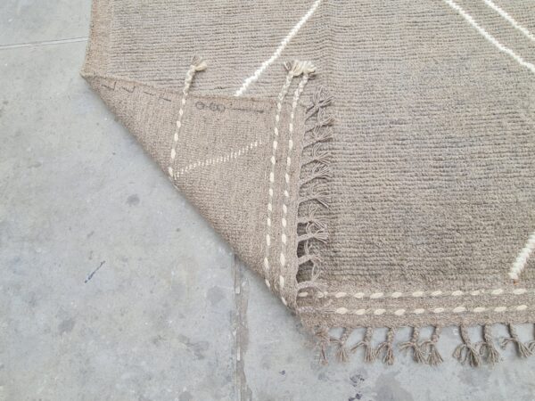 Brown and White Moroccan Hand Knotted Wool Rug for a Cozy Feel - Image 10