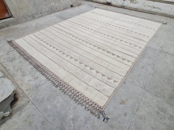 Cozy Brown and White Moroccan Hand Knotted Wool Rug - Image 2