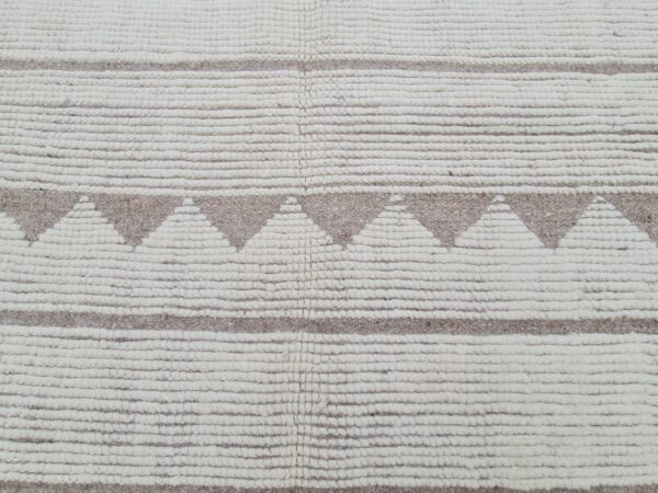 Cozy Brown and White Moroccan Hand Knotted Wool Rug - Image 4