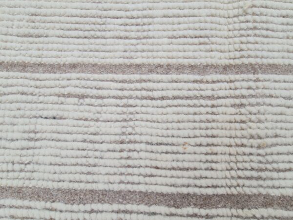 Cozy Brown and White Moroccan Hand Knotted Wool Rug - Image 10