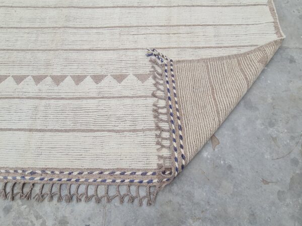 Cozy Brown and White Moroccan Hand Knotted Wool Rug - Image 9