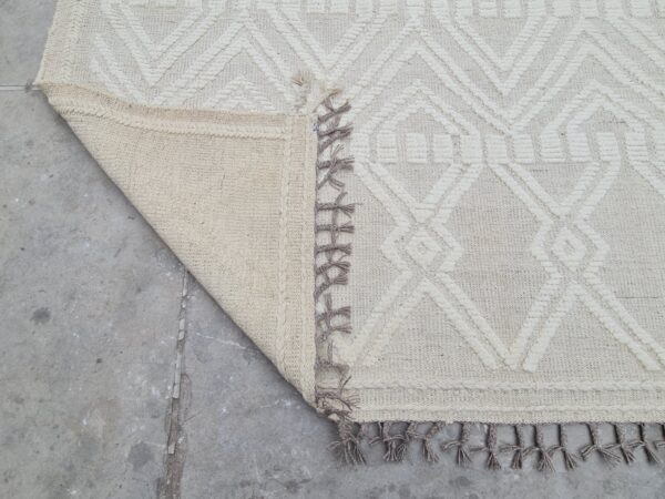 Grey and White Moroccan Hand Knotted Wool Rug - Image 9