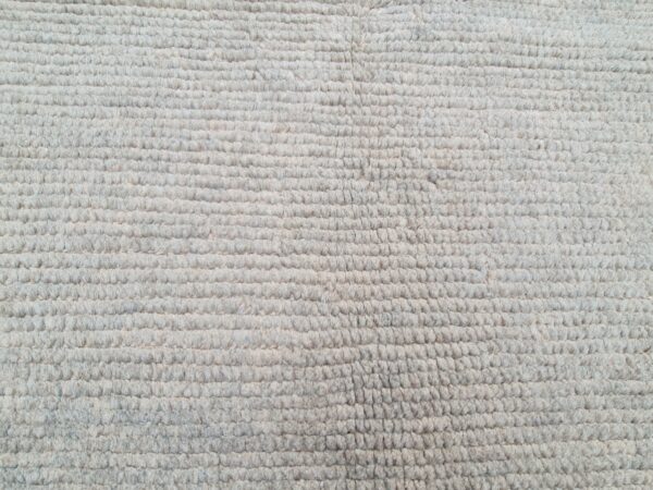 Grey and White Moroccan Hand Knotted Wool Rug - Image 7