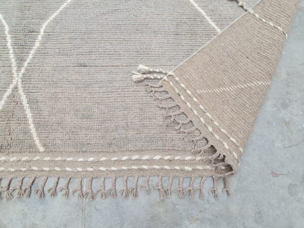 Grey and White Moroccan Hand Knotted Wool Rug - Image 9