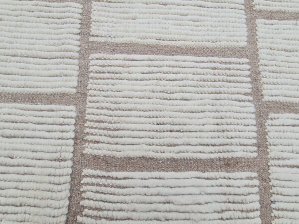 Brown and White Moroccan Hand Knotted Wool Rug for Living Space - Image 2