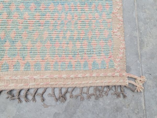 Pink, Blue, and Multicolor Moroccan Hand Knotted Wool Rug - Image 2