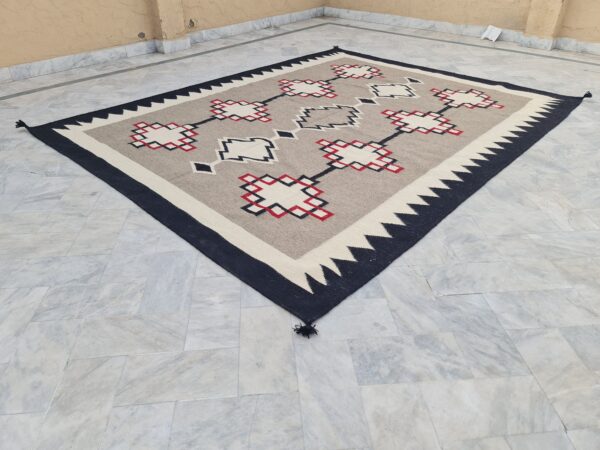 Grey and White Moroccan Hand Knotted Wool Rug - Image 2