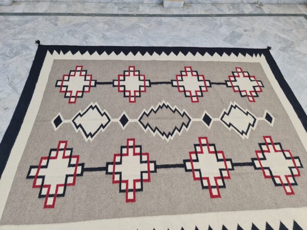 Grey and White Moroccan Hand Knotted Wool Rug - Image 4