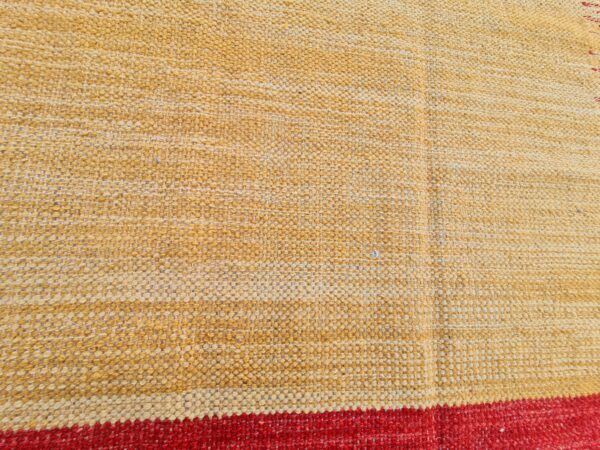 Yellow and Red Striped Flatweave Wool Rug - Image 4