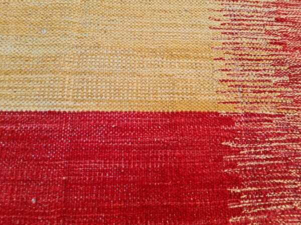 Yellow and Red Striped Flatweave Wool Rug - Image 10