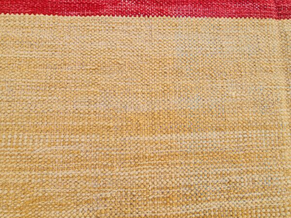 Yellow and Red Striped Flatweave Wool Rug - Image 7