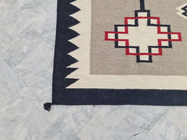 Grey and White Moroccan Hand Knotted Wool Rug - Image 3