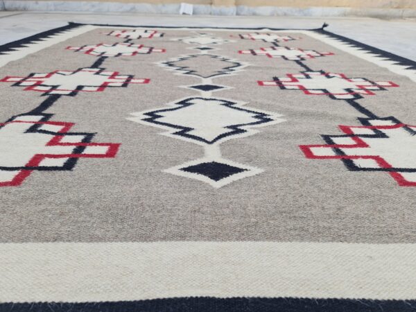 Grey and White Moroccan Hand Knotted Wool Rug - Image 5