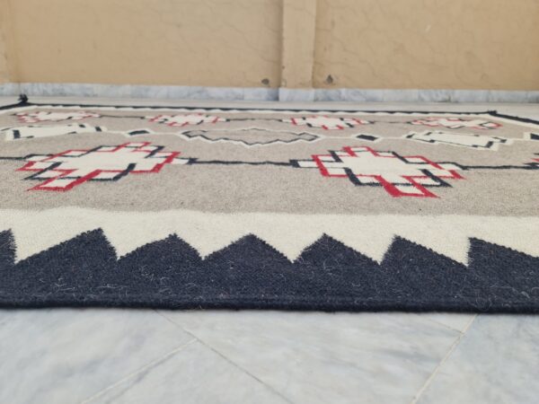 Grey and White Moroccan Hand Knotted Wool Rug - Image 8