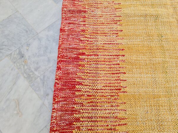 Yellow and Red Striped Flatweave Wool Rug - Image 9