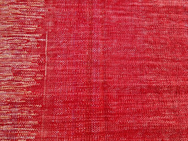 Yellow and Red Striped Flatweave Wool Rug - Image 6