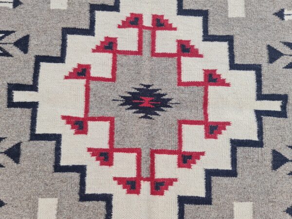 Red, Black, and Multicolor Navajo Flatweave Wool Rug - Image 6