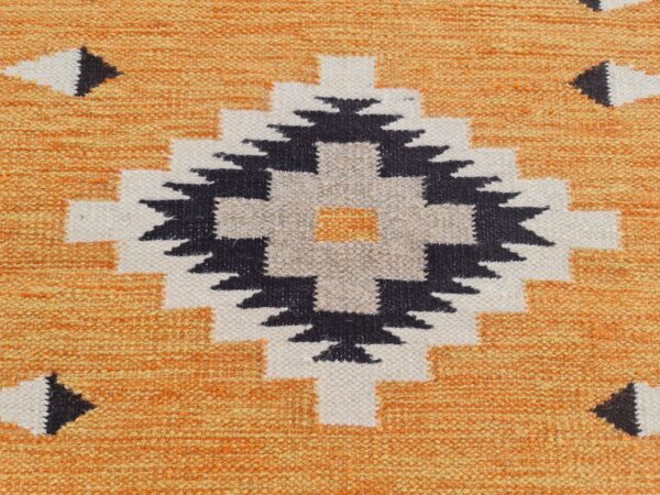 Orange, Black, and Multicolor Navajo Flatweave Wool Rug - Image 4