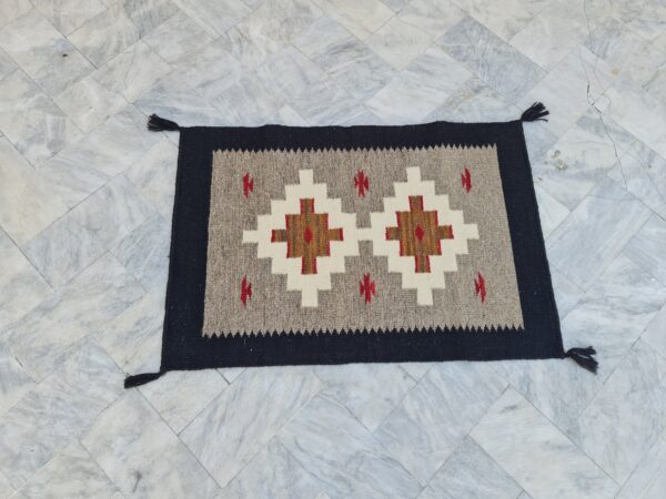 Brown, Black, and Multicolor Navajo Flatweave Wool Rug - Image 3