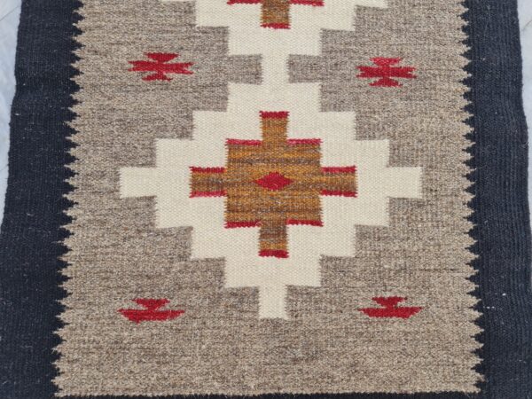 Brown, Black, and Multicolor Navajo Flatweave Wool Rug - Image 4