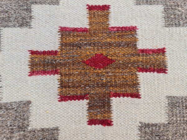 Brown, Black, and Multicolor Navajo Flatweave Wool Rug - Image 6