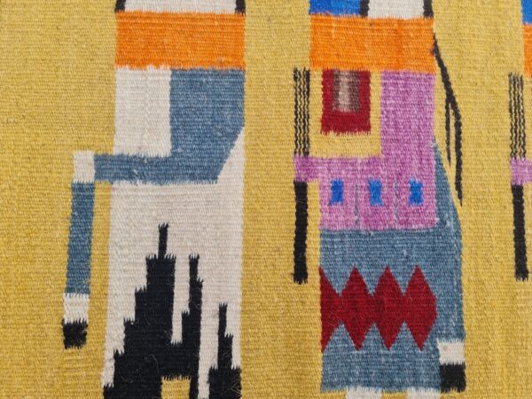 Yellow, Black, and Multicolor Navajo Flatweave Wool Rug - Image 6