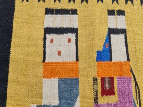 Yellow, Black, and Multicolor Navajo Flatweave Wool Rug - Image 5