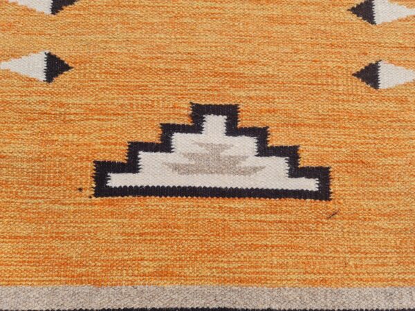 Orange, Black, and Multicolor Navajo Flatweave Wool Rug - Image 5