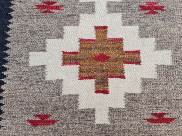 Brown, Black, and Multicolor Navajo Flatweave Wool Rug - Image 5