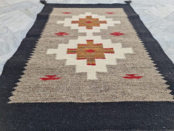 Brown, Black, and Multicolor Navajo Flatweave Wool Rug - Image 7