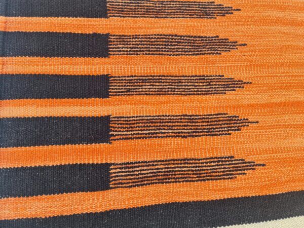 Orange, Black, and Multicolor Striped Flatweave Wool Runner - Image 6