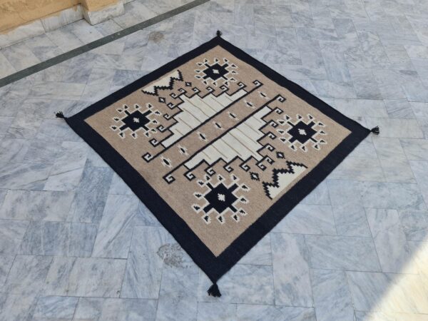 Brown, Black, and Multicolor Navajo Flatweave Wool Rug