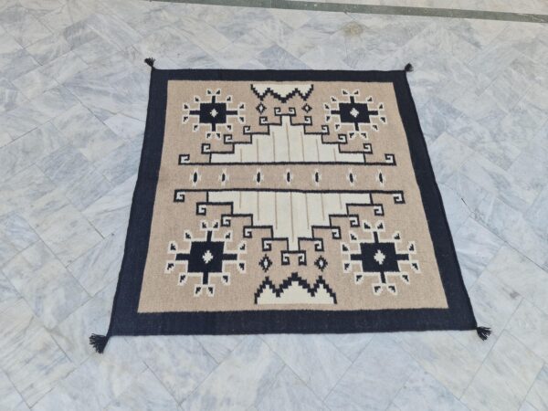 Brown, Black, and Multicolor Navajo Flatweave Wool Rug - Image 10