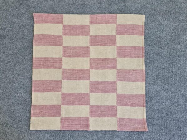 Pink and White Striped Flatweave Wool Rug