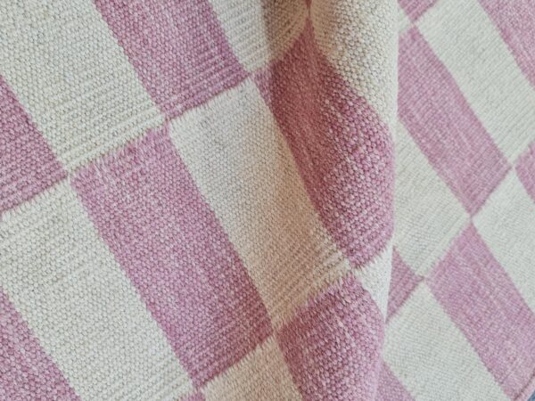 Pink and White Striped Flatweave Wool Rug - Image 4