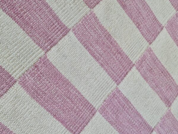 Pink and White Striped Flatweave Wool Rug - Image 3