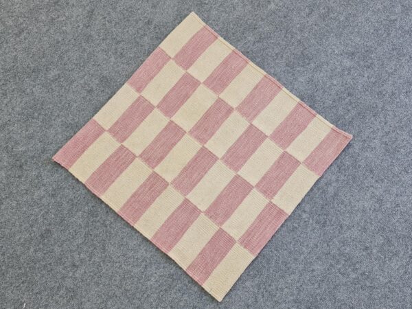 Pink and White Striped Flatweave Wool Rug - Image 2