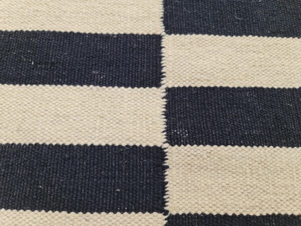 Chic Black and White Striped Flatweave Wool Runner for Entryways and Foyers - Image 4